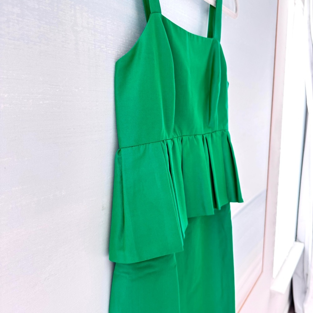 J.Crew Classic Silk Faille Cotton Peplum Mini Dress Kelly Green Size 0 NWT - Picture 3 of 9